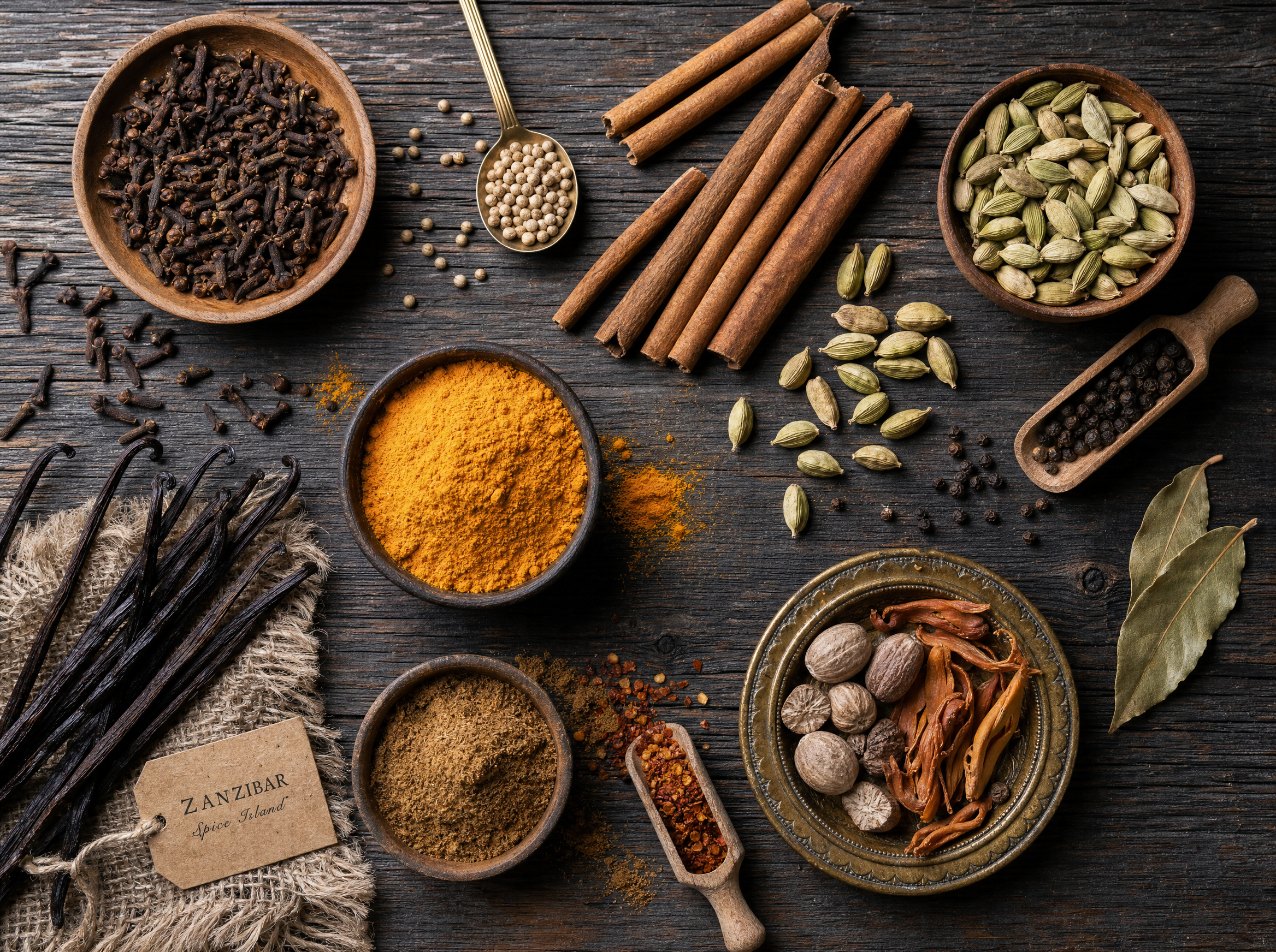 Hands holding fresh Zanzibar spices